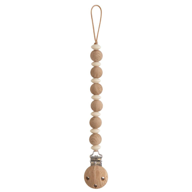 Faux Wood Luna Silicone Pacifier Clip