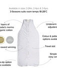 Dune 3 Seasons Front Zip Merino/Organic Cotton Sleeping Bag