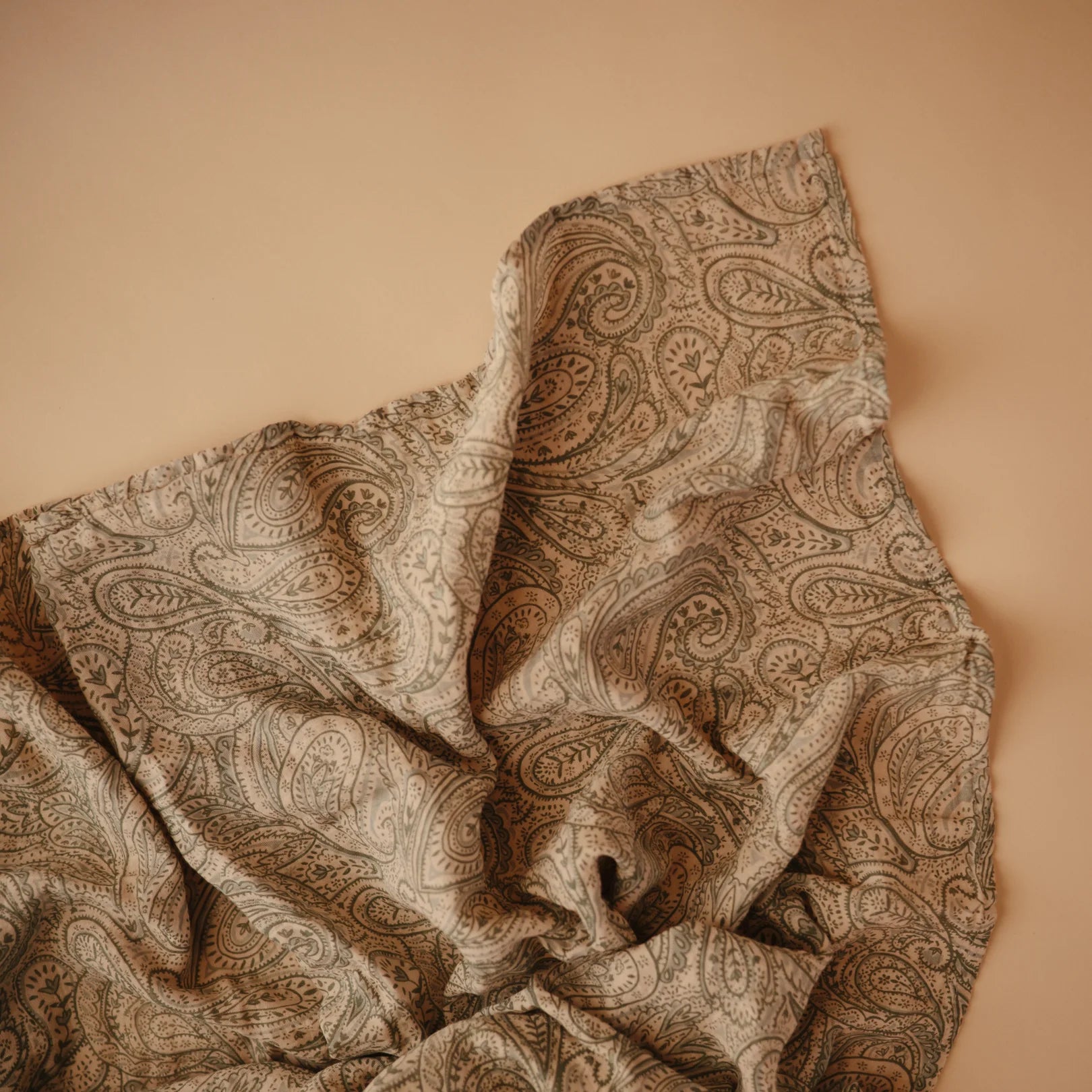 Green Paisley Muslin Swaddle Blanket