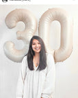 Three Cream Number Balloon
