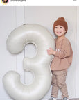Three Cream Number Balloon
