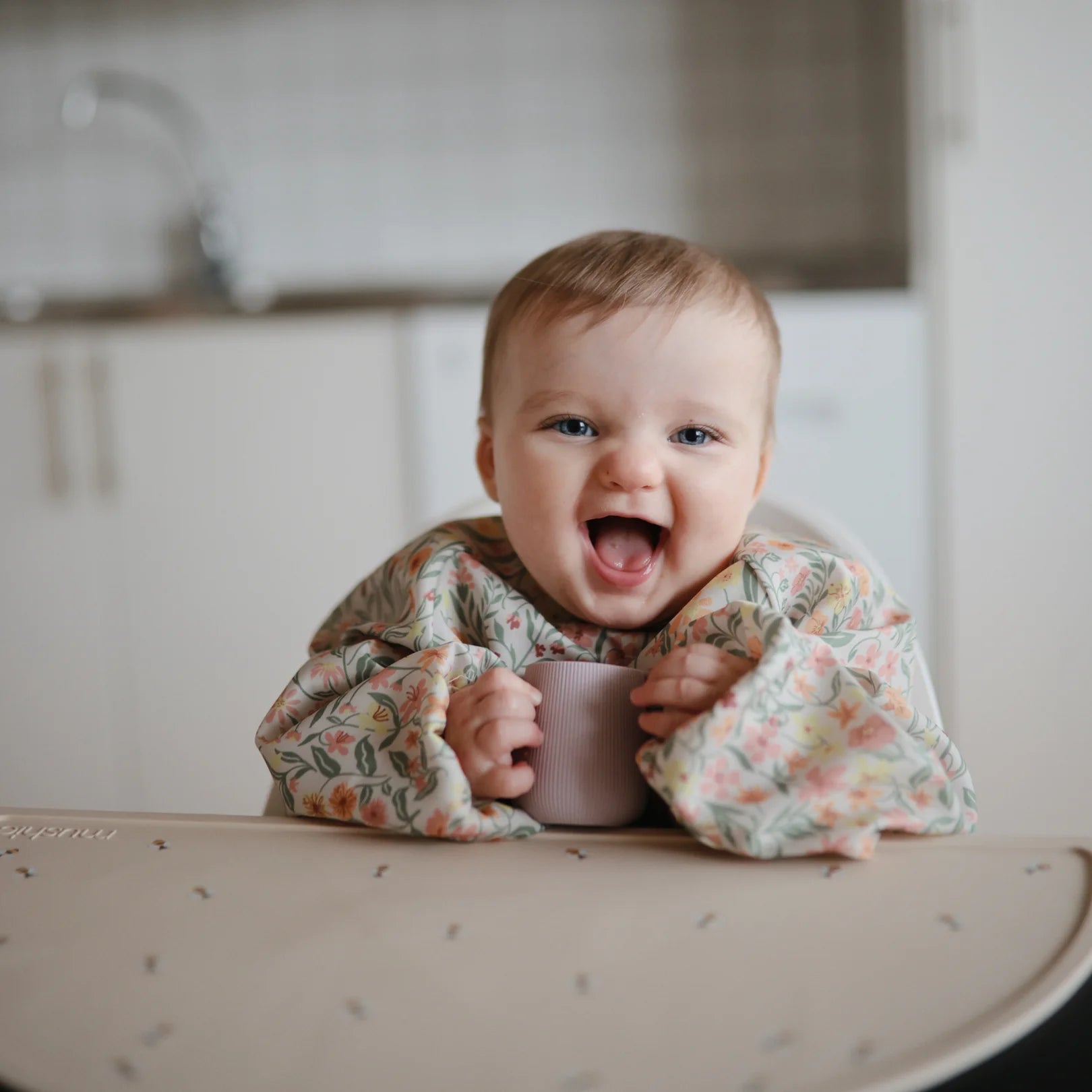 Pastel Blooms Long Sleeve Bib