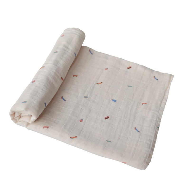Retro Cars Organic Cotton Muslin Swaddle Blanket