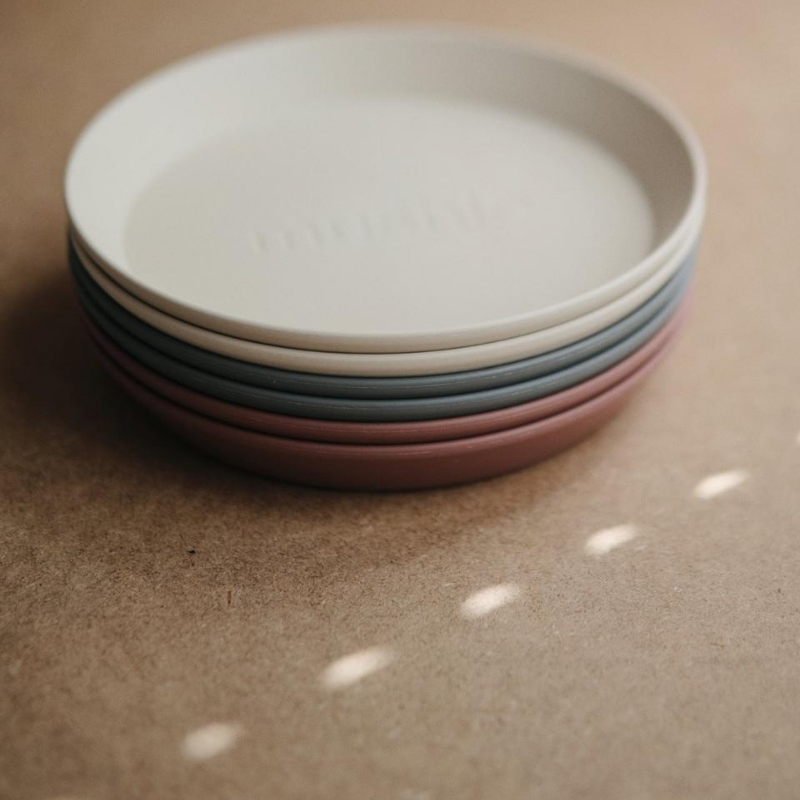 Mushie Round Dinnerware Bowl, Set of 2 - Vanilla