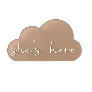She's Here Cloud Announcement Plaque