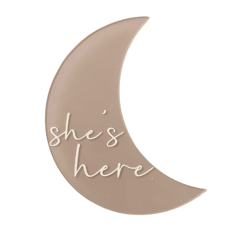 She&#39;s Here Moon Announcement Plaque