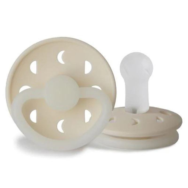 Cream Night Moon Phase Silicone Pacifier