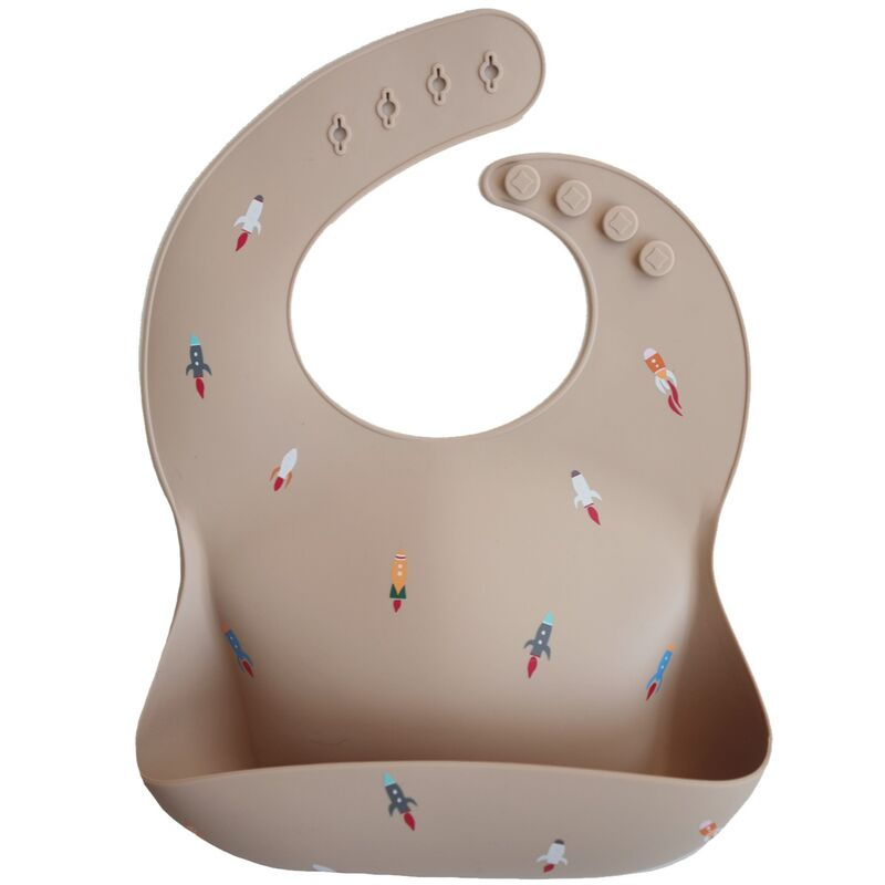 Rocket Silicone Bib-Bib-Mushie-Babe Bump &amp; Beyond. Shop on trend gender neutral clothing, with modern eco concious sustainable ethics. Featuring carefully curated brands for maternity, breastfeeding, baby, kids and mothers with fast shipping to New Zealand, australia and international. Pay by Afterpay or laybuy. free shipping.
