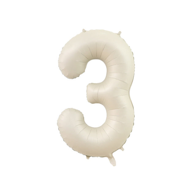 Three Cream Number Balloon