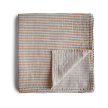 Natural Stripe Organic Cotton Muslin Swaddle Blanket
